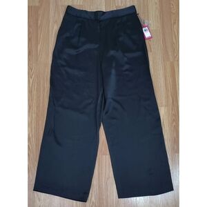 NWT Vince Camuto size 10 pleated hi rise wide leg pants black opulent mood satin